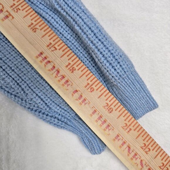 Cold Shoulder Rib Knit Sweater Women Small Blue Viscose Blend Strap Pullover - Picture 8 of 10